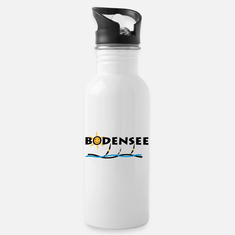 Bodensee - Sonnen T-Shirt - Trinkflasche mit integriertem Trinkhalm - Weiß