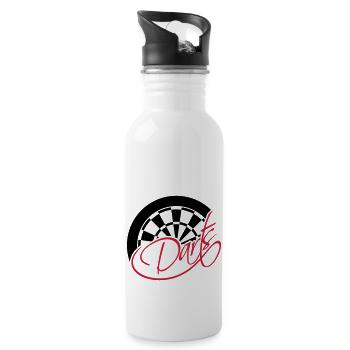 Darts Board Logo Design - Water bottle with straw - white - Right