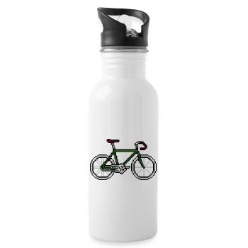 Pixel cycle bike bicycle Fahrrad Retro grün rot - Trinkflasche mit integriertem Trinkhalm - Weiß - Rechts