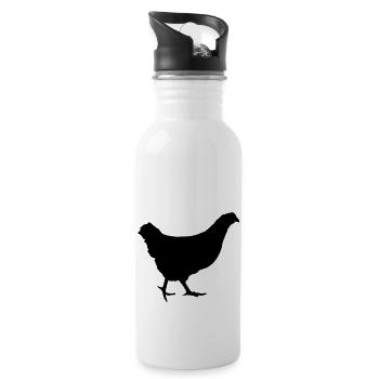 Laufende Huhn Henne - Trinkflasche mit integriertem Trinkhalm - Weiß - Rechts