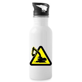 bauarbeiten_mit_bagger_2c - Trinkflasche mit integriertem Trinkhalm - Weiß - Rechts