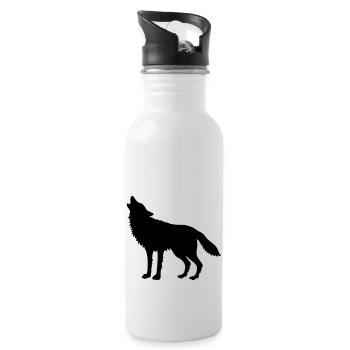 Loup Hurlant (Silhouette) - Gourde avec paille intégrée - blanc - Droite