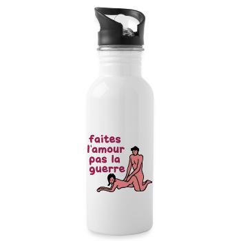 faite amour pas guerre humour sexe couple - Gourde avec paille intégrée - blanc - Droite