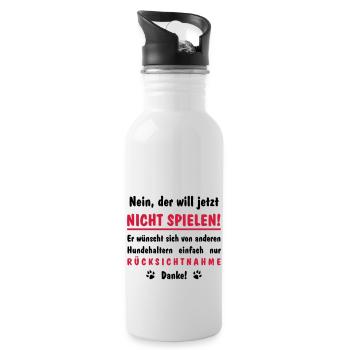 will nicht spielen will nur spielen - Trinkflasche mit integriertem Trinkhalm - Weiß - Rechts