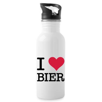 I Love Bier - Trinkflasche mit integriertem Trinkhalm - Weiß - Rechts