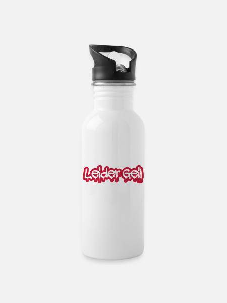 leider_geil - Trinkflasche mit integriertem Trinkhalm - Weiß