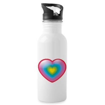 Smiley Rainbow Heart - Gourde avec paille intégrée - blanc - Droite