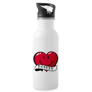 Smiley Mother Heart - Water bottle with straw - white - Right