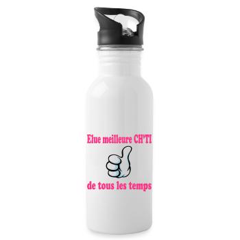 Elue meilleure ch'ti de tous les temps - Gourde avec paille intégrée - blanc - Droite