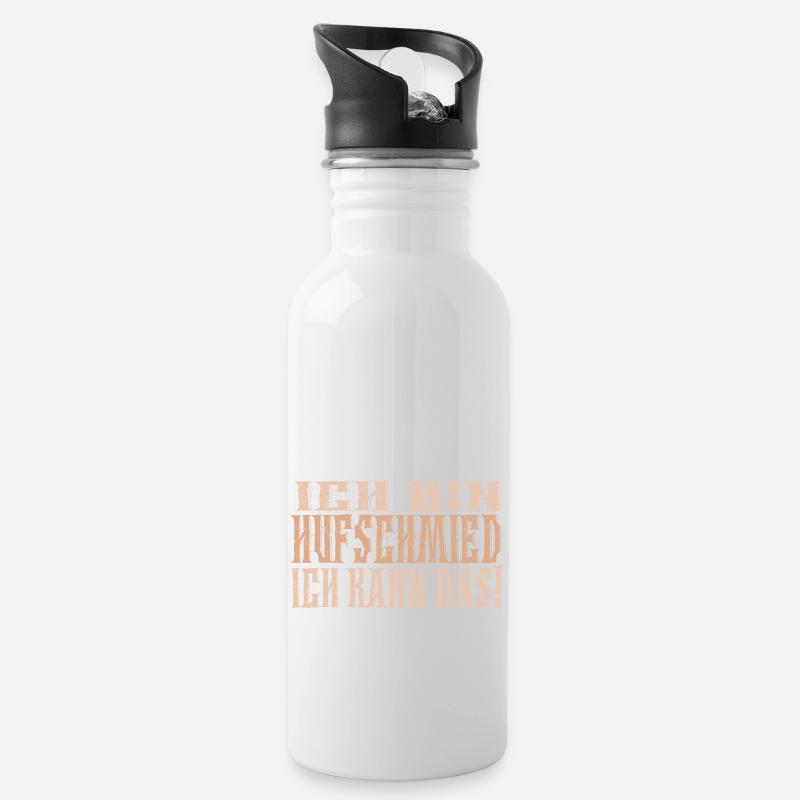 Ich bin Hufschmied - Trinkflasche mit integriertem Trinkhalm - Weiß