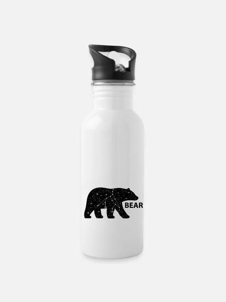 Big bear (b) - Water bottle with straw - white
