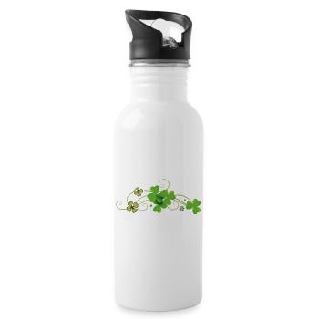 St Patricks Day. Realistic Shamrocks. Irish Day. - Water bottle with straw - white - Right