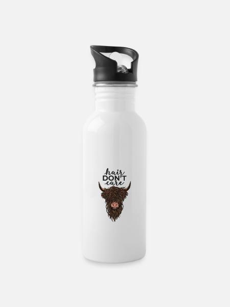 Highlander Hair don’t care - Water bottle with straw - white