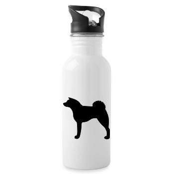 Akita inu silhouette - Water bottle with straw - white - Right