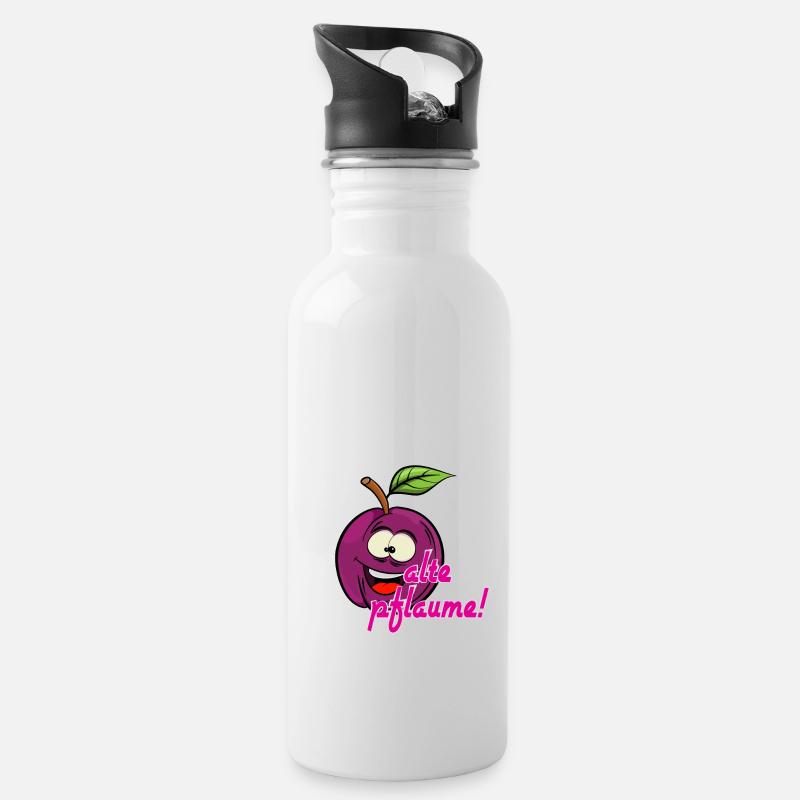 Alte pflaume - Trinkflasche mit integriertem Trinkhalm - Weiß