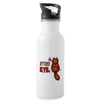 Otterly Evil Otter Pun - Gourde avec paille intégrée - blanc - Droite