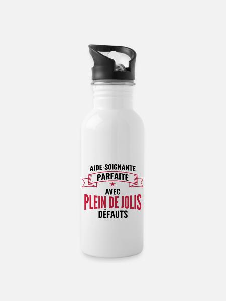 aide soignante parfaite - Gourde avec paille intégrée - blanc