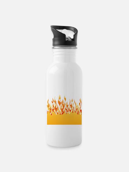 Feuer Flamme Flamme Wand - Trinkflasche mit integriertem Trinkhalm - Weiß