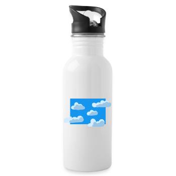 Blue cloudy sky - Water bottle with straw - white - Right