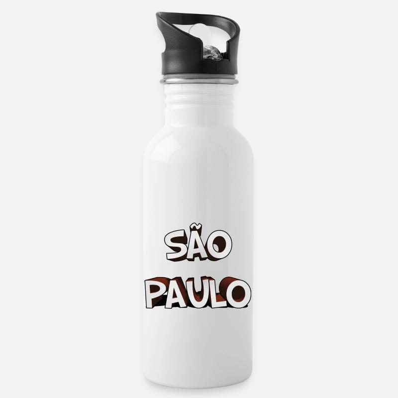 São Paulo - Trinkflasche mit integriertem Trinkhalm - Weiß