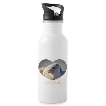 Seal Heart Love North Sea - Water bottle with straw - white - Right