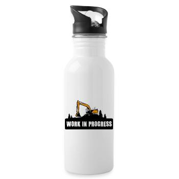 Excavator excavator driver excavator driver construction site - Water bottle with straw - white - Right