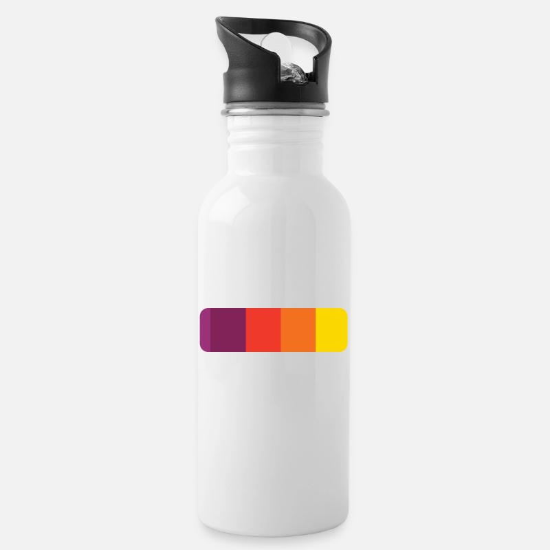 Streifen - Trinkflasche mit integriertem Trinkhalm - Weiß