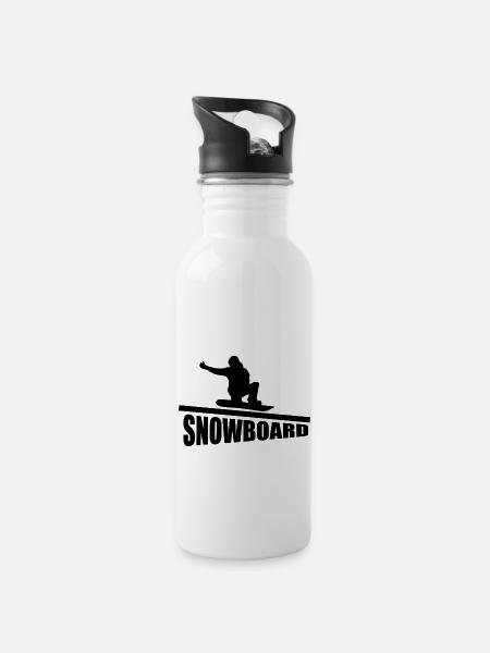 Snowboard Snowboarder - Trinkflasche mit integriertem Trinkhalm - Weiß
