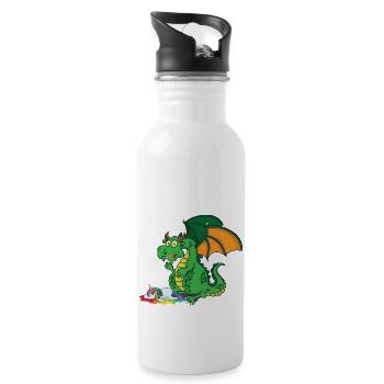 Drôle de dragon mange de la licorne - Gourde avec paille intégrée - blanc - Droite