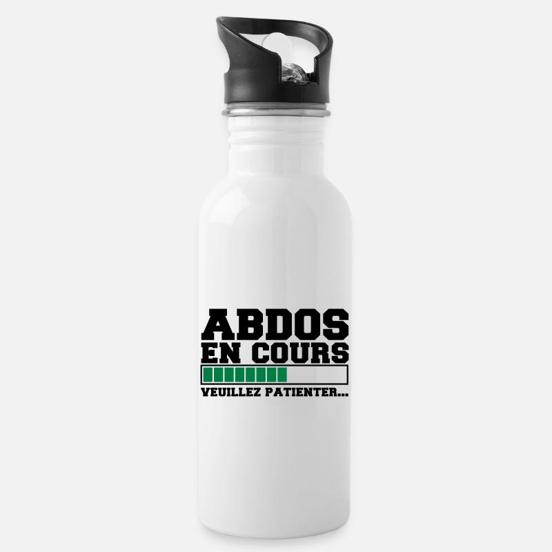 abdos en cours veuillez patienter, musculation - Gourde avec paille intégrée - blanc