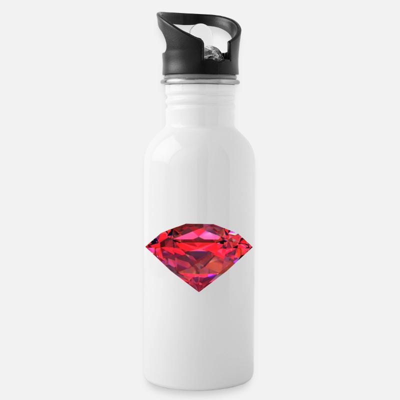 Reddish Ruby - Water bottle with straw - white