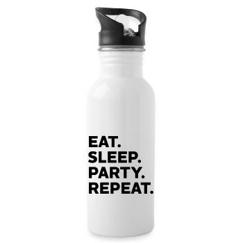 EAT SLEEP PARTY REPEAT Party Monster Gift Celebration - Water bottle with straw - white - Right