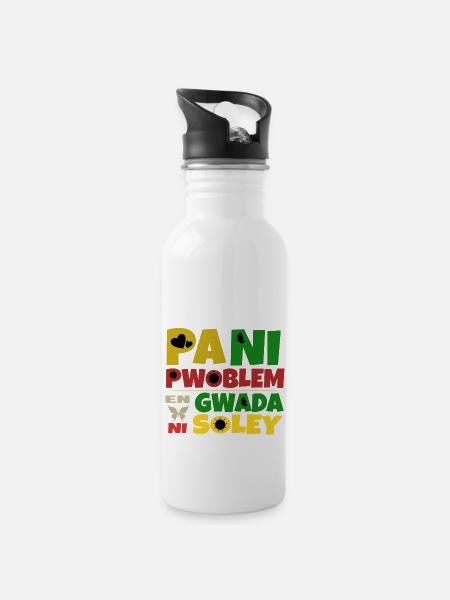 Pani pwoblem en Gwada ni soley - Gourde avec paille intégrée - blanc
