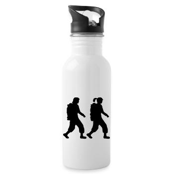 2 girlfriends hiking - Water bottle with straw - white - Right