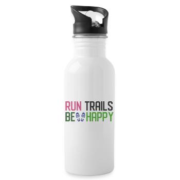 Laufstrecken Seien Sie glücklich - Trinkflasche mit integriertem Trinkhalm - Weiß - Rechts