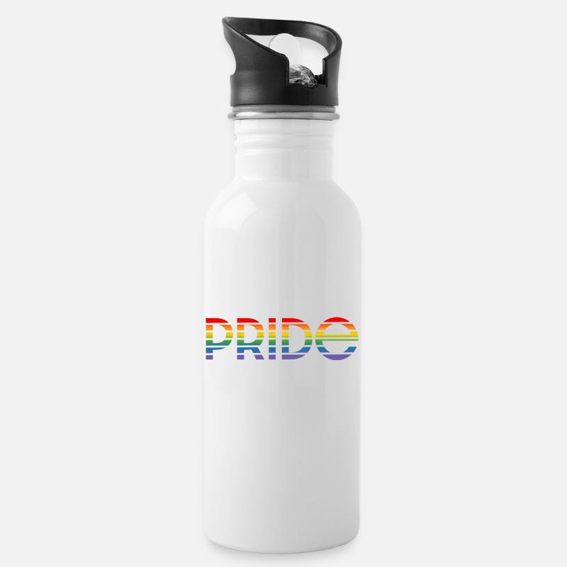Pride rainbow - Trinkflasche mit integriertem Trinkhalm - Weiß
