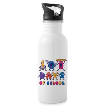 100 Tage Schule 100 Tage Schule Geschenk Inspirati - Trinkflasche mit integriertem Trinkhalm - Weiß - Rechts