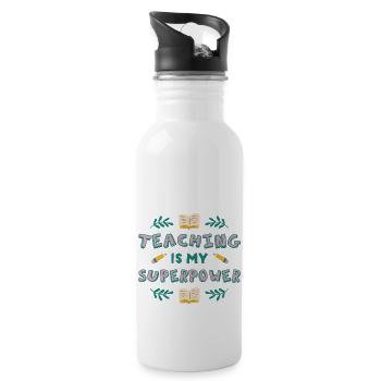 Teaching is my superpower Teaching is my superpowe - Trinkflasche mit integriertem Trinkhalm - Weiß - Rechts