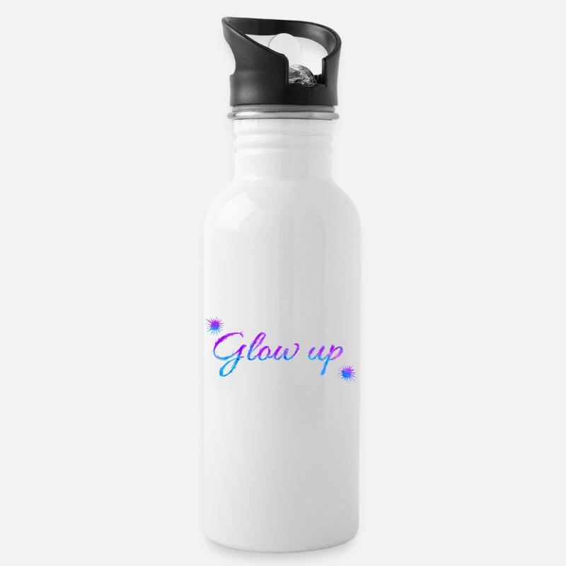 Glow up - Water bottle with straw - white