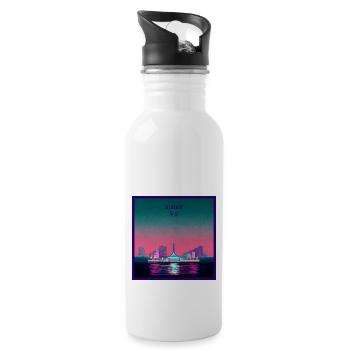 Retro Vaporwave Stadt Busan ästhetisch Poster - Trinkflasche mit integriertem Trinkhalm - Weiß - Rechts