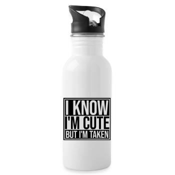 cute but taken Zitat - Trinkflasche mit integriertem Trinkhalm - Weiß - Rechts