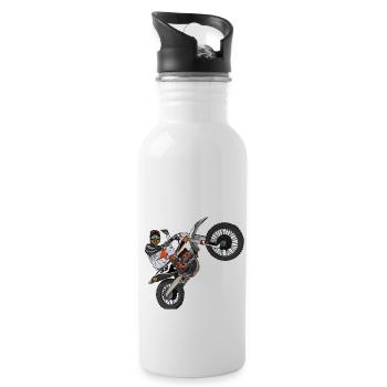 Motocross / Enduro / Freestyle mx / Dirtbike retro - Water bottle with straw - white - Right