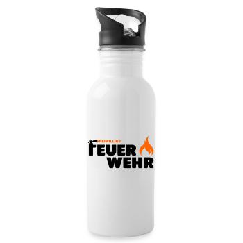 Freiwillige Feuerwehr Flamme - Trinkflasche mit integriertem Trinkhalm - Weiß - Rechts