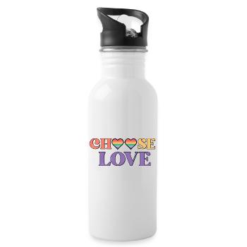 Schwul Lesbisch Regenbogen T-Shirt Geschenkidee - Trinkflasche mit integriertem Trinkhalm - Weiß - Rechts
