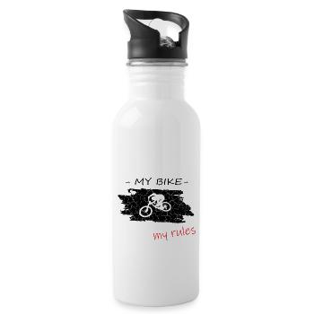 biken my bike my rules vintage - Trinkflasche mit integriertem Trinkhalm - Weiß - Rechts