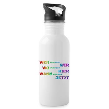 Wenn nicht wir - Wer dann? Macht ja sonst keiner! - Trinkflasche mit integriertem Trinkhalm - Weiß - Rechts