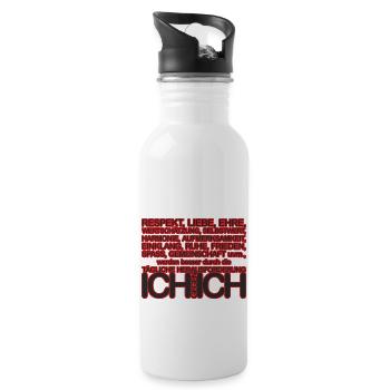 ICH gegen ICH deutsch 01schwarzKrot - Trinkflasche mit integriertem Trinkhalm - Weiß - Rechts