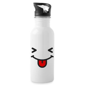 Laugh emoji with tongue sticking out - Water bottle with straw - white - Right