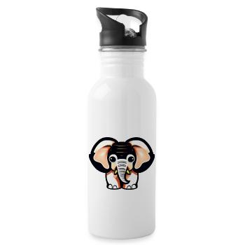Little Elephant Cartoon Cute Love Adventure 5 - Water bottle with straw - white - Right