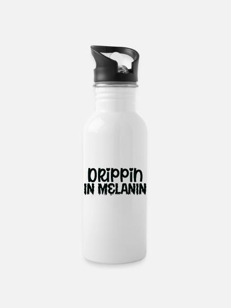 Drippin in Melanin - Trinkflasche mit integriertem Trinkhalm - Weiß